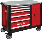 YT-09002 YATO Skříňka dílenská pojízdná 6 zásuvek +zavírací skříň červená YT-09002 YATO